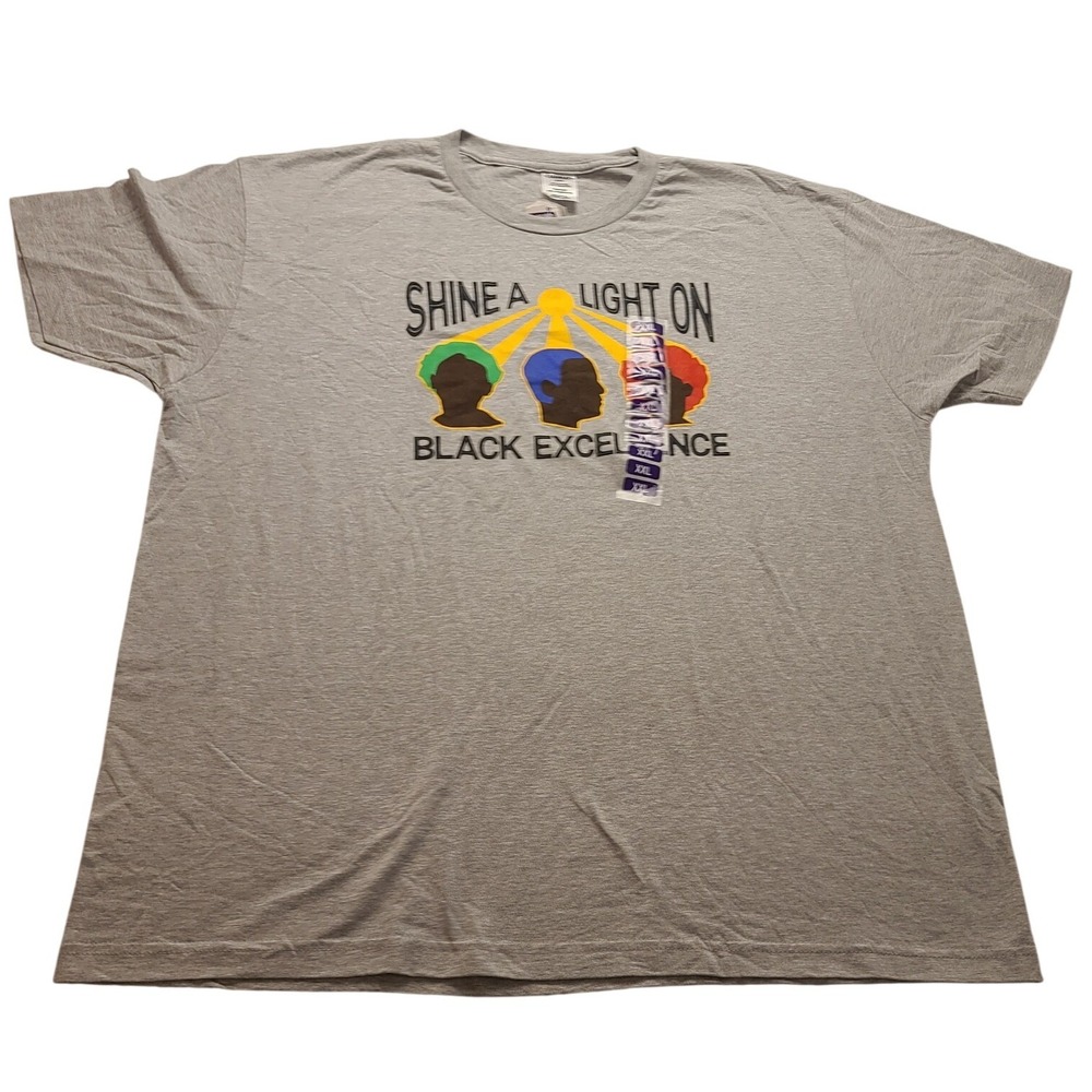 Proud By Design Mens XXL Gray Shine A Light On Black Excellence‎ Graphic T-Shirt